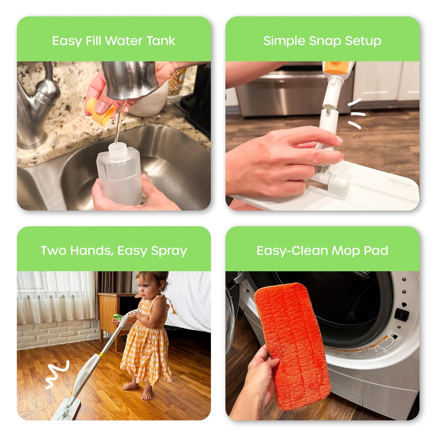 Quiggly Toddler Spray Mop – Two-Handed Design, Real Water Sprayer