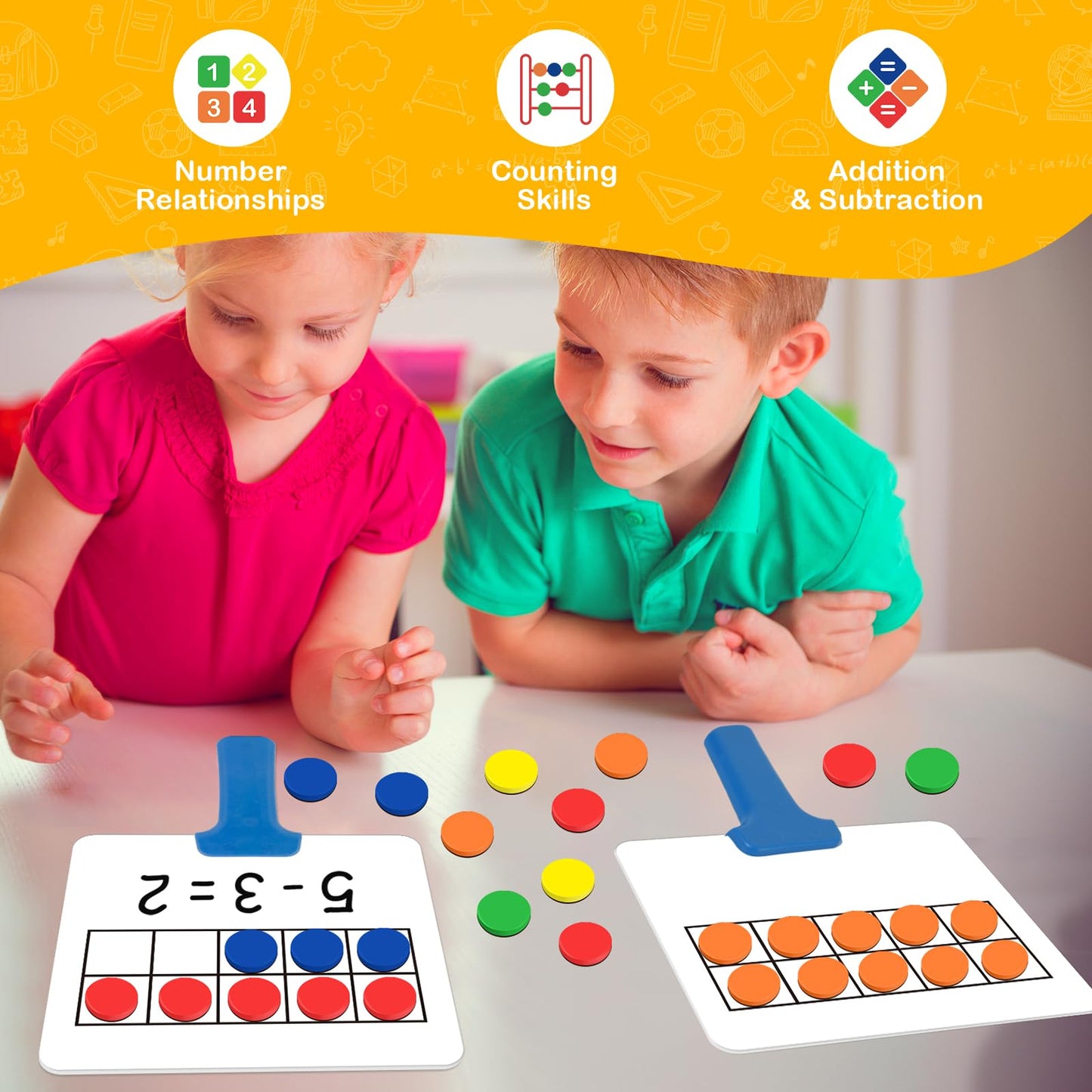 Quilinz Magnetic Ten Frame Set — 5 Dry Erase Paddles & 150 Counters for Early Math