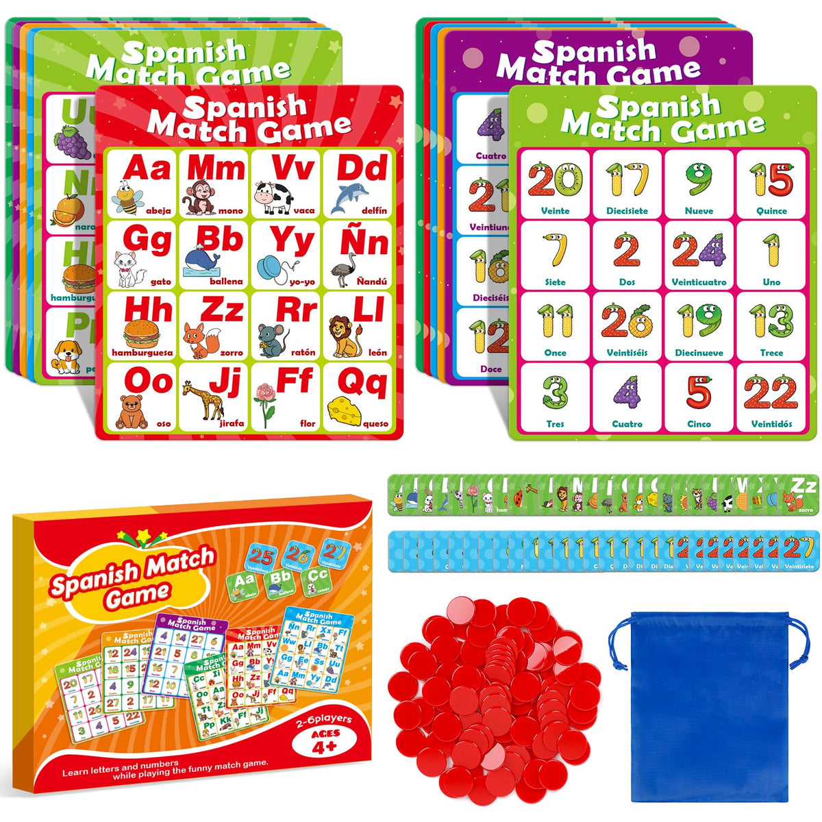 Quilinz Spanish Alphabet Bingo Games for Kids 4-6 — ABC, 123, Letters & Sight Words