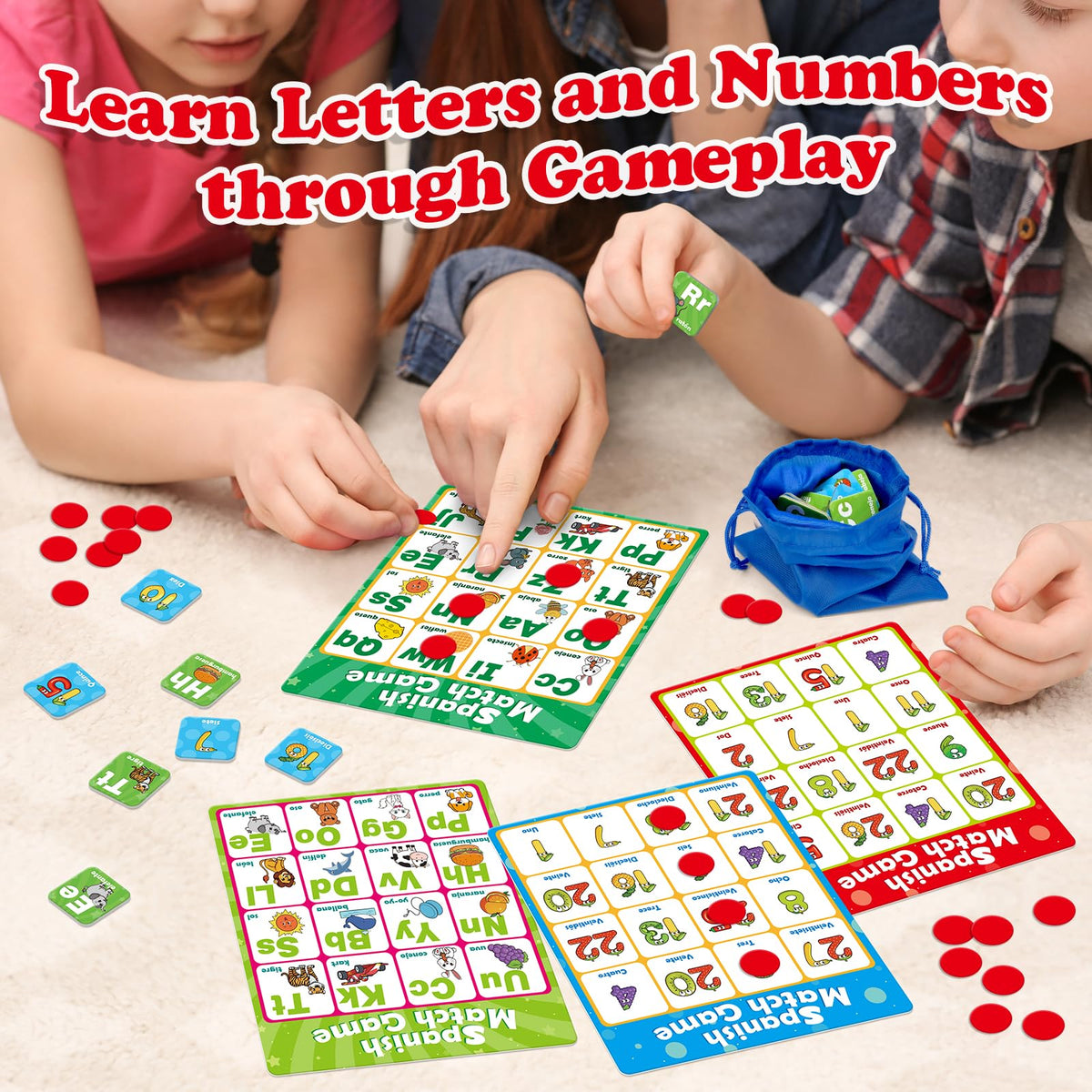 Quilinz Spanish Alphabet Bingo Games for Kids 4-6 — ABC, 123, Letters & Sight Words