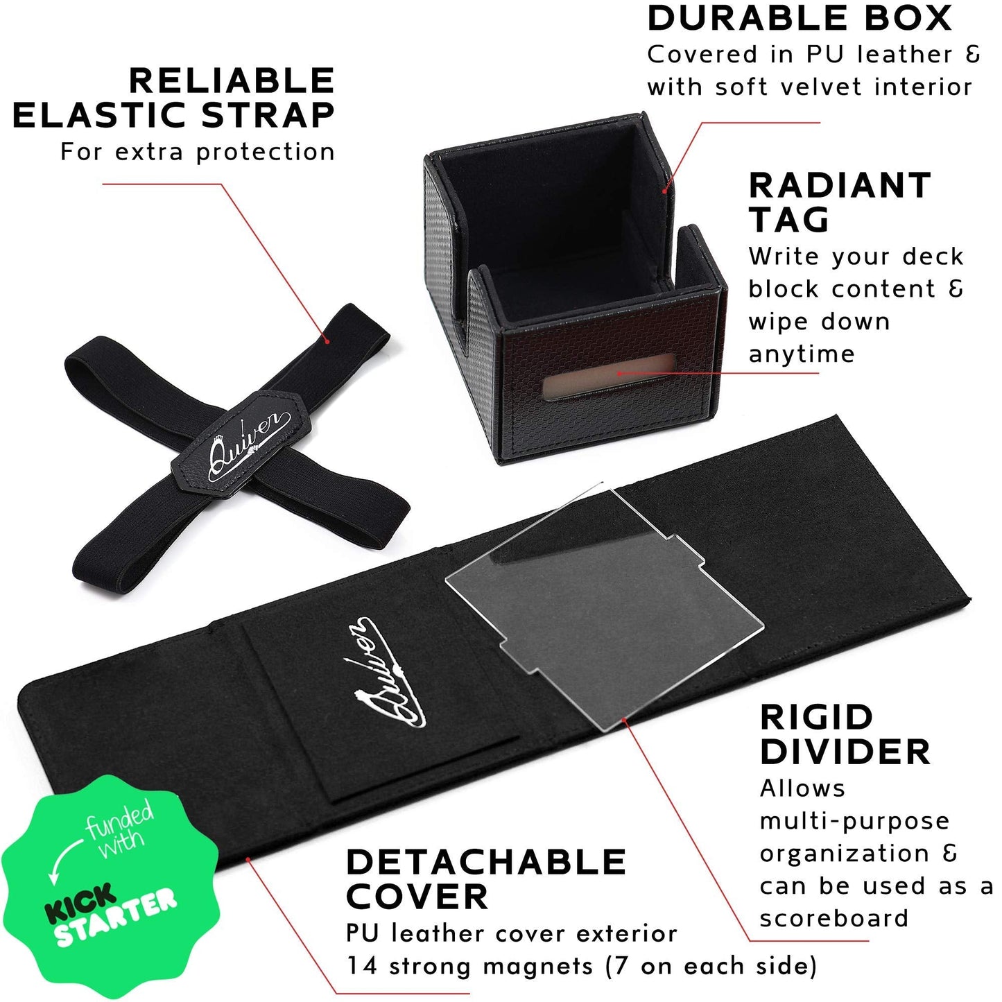 Quiver Time Black Citadel Deck Box – Premium MTG Commander Box with Magnetic Closure