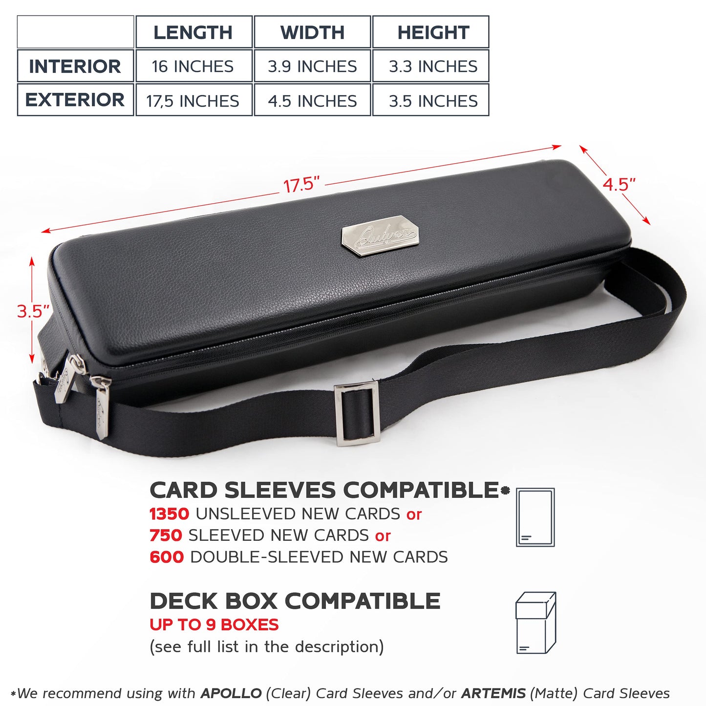Quiver Time Black Quiver Card Carrying Case – 1350+ Cards, TCG Deck Box with Straps, Dividers & Corner Pads