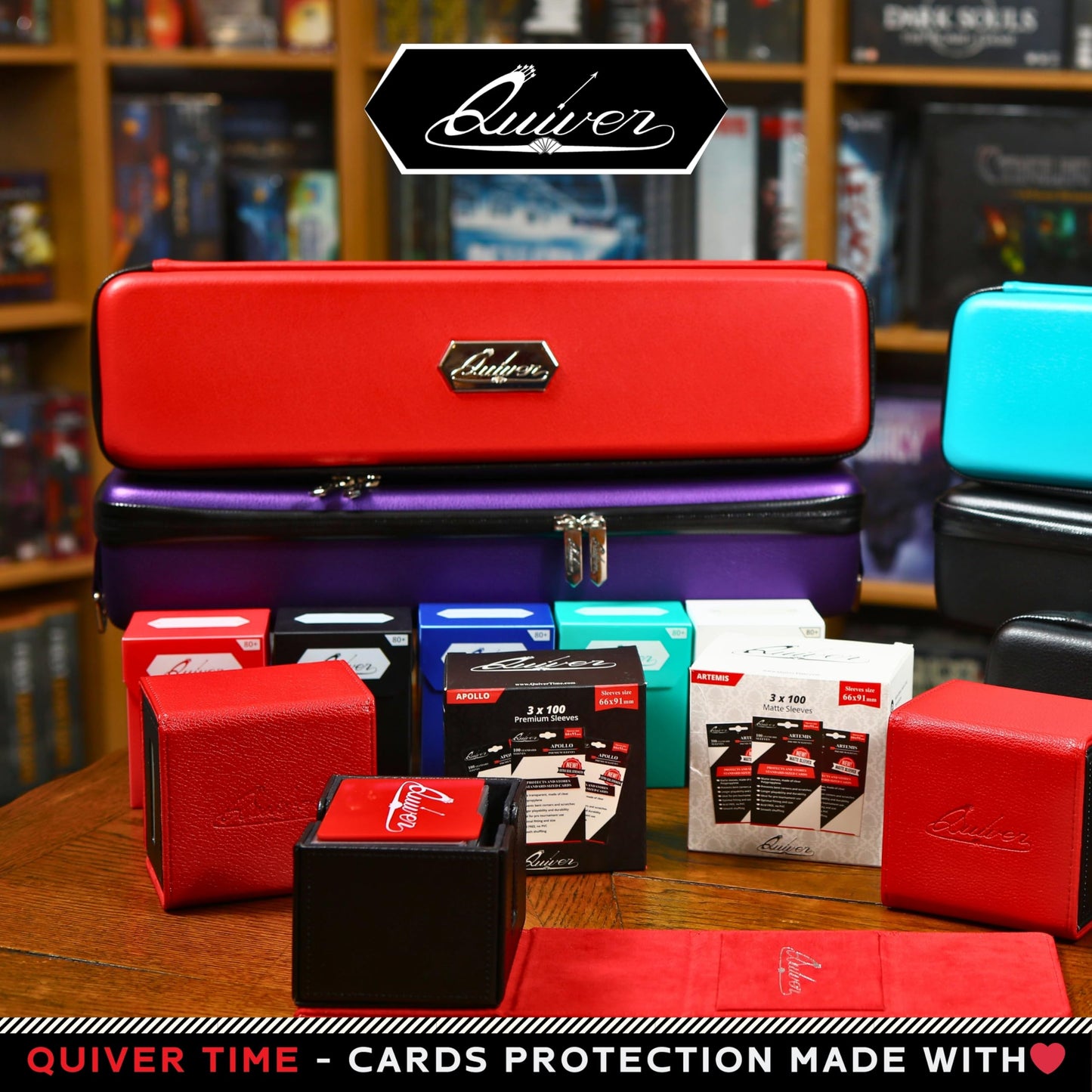 Quiver Time Black Quiver Card Carrying Case – 1350+ Cards, TCG Deck Box with Straps, Dividers & Corner Pads