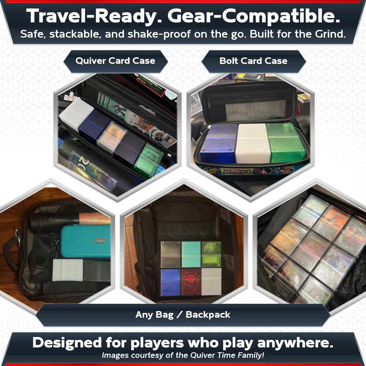 Quiver Time 360° Nexus DeckBlock – Modular MTG Commander Deck Box, 100+ Cards, Clear