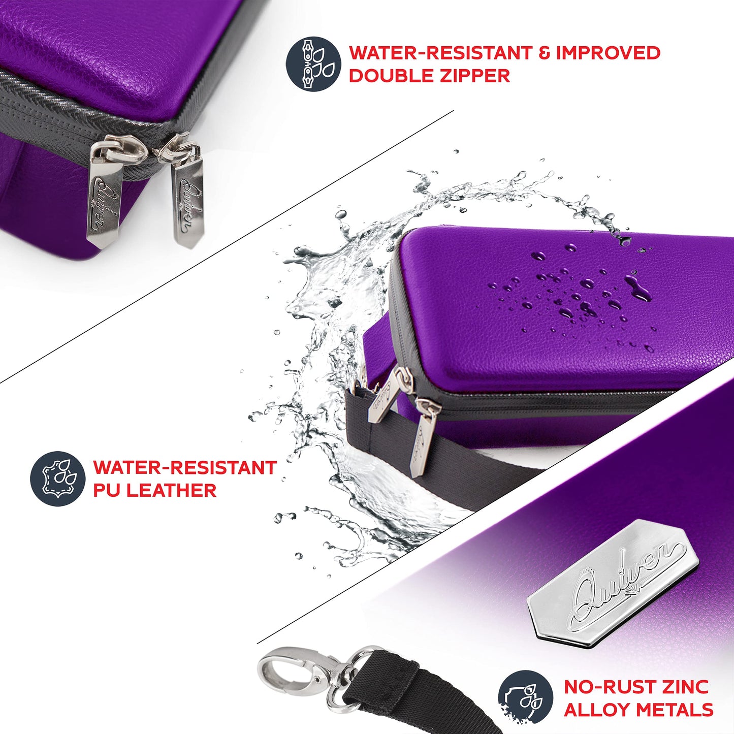 Quiver Time Purple Quiver Card Carrying Case – 1350+ Card Capacity, Straps, Dividers, Corner Pads, and 100 Apollo Sleeves