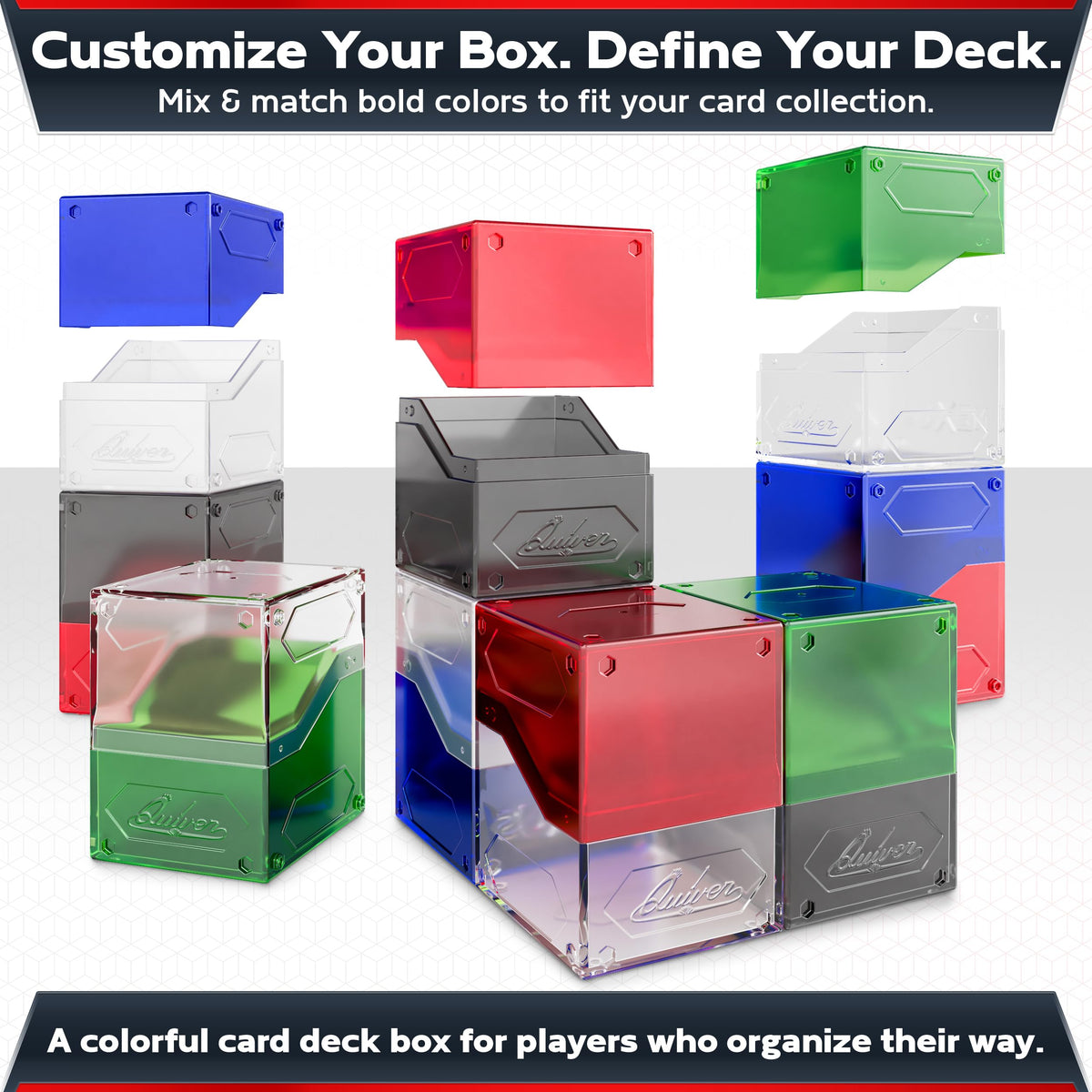 Quiver Time 360° Nexus DeckBlock – Modular MTG Commander Deck Box, 100+ Cards, Clear