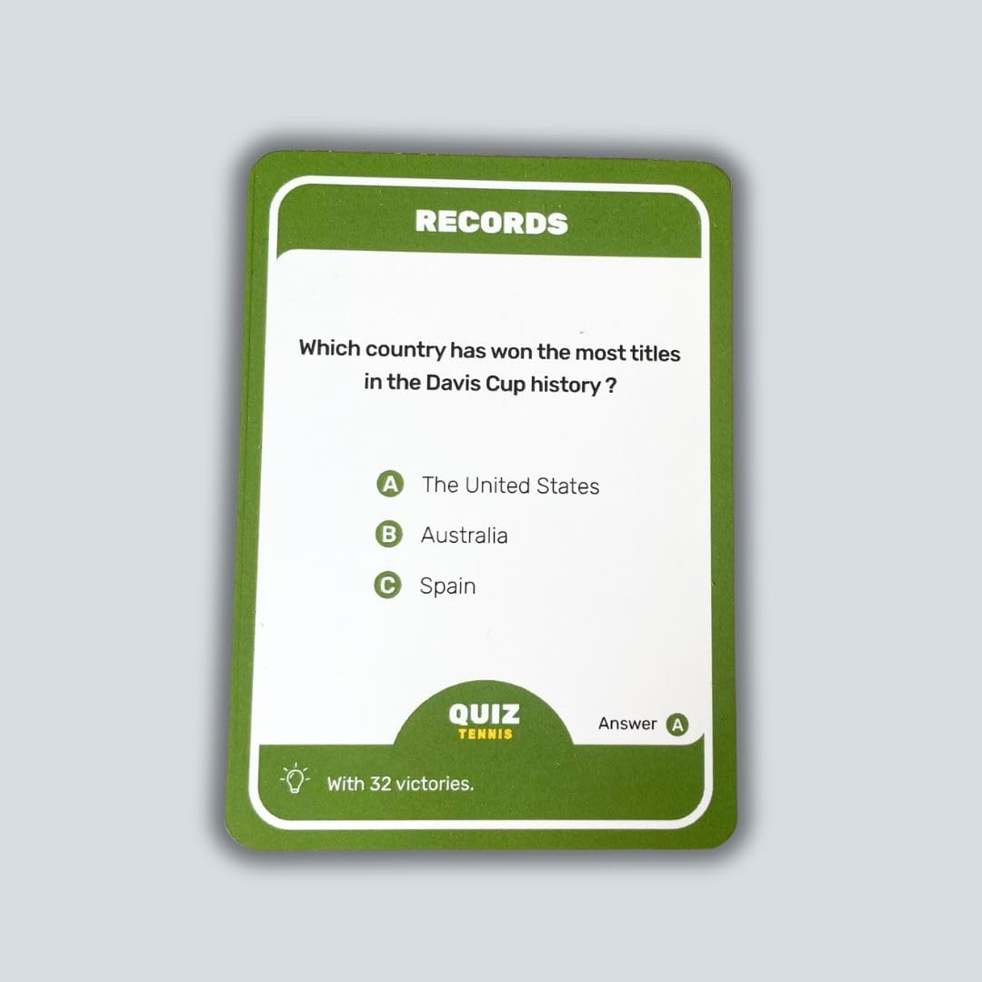 Quiz Tennis: Tennis Trivia Game with 220 Cards | Fun Gift for Fans, Players & Coaches