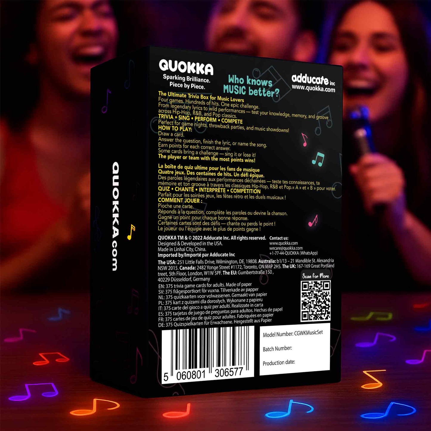 QUOKKA 1610 Music Trivia – 4 Pack Ultimate Music Game Box for 90s & 2000s Fans