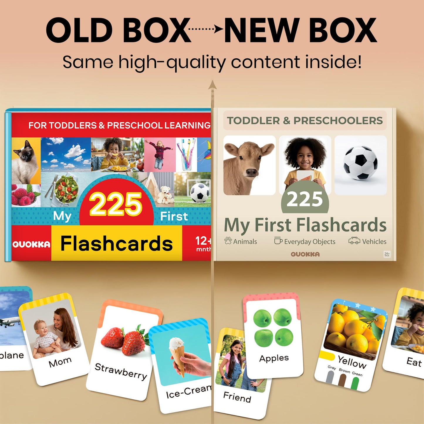 QUOKKA 225 Toddler Flash Cards with Rings – Real-Life Learning for Ages 1–3