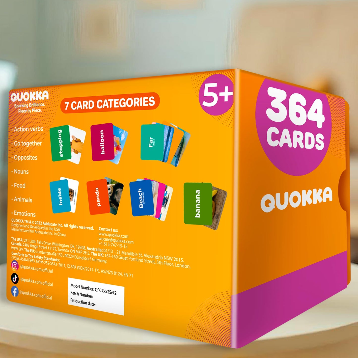 QUOKKA 364 Flash Cards for Kids and Adults — Real-Life Large Preschool Cards for Speech Therapy, ABA, ESL Teaching, Pre-K to 3rd Grade — 7 Categories with Prepositions