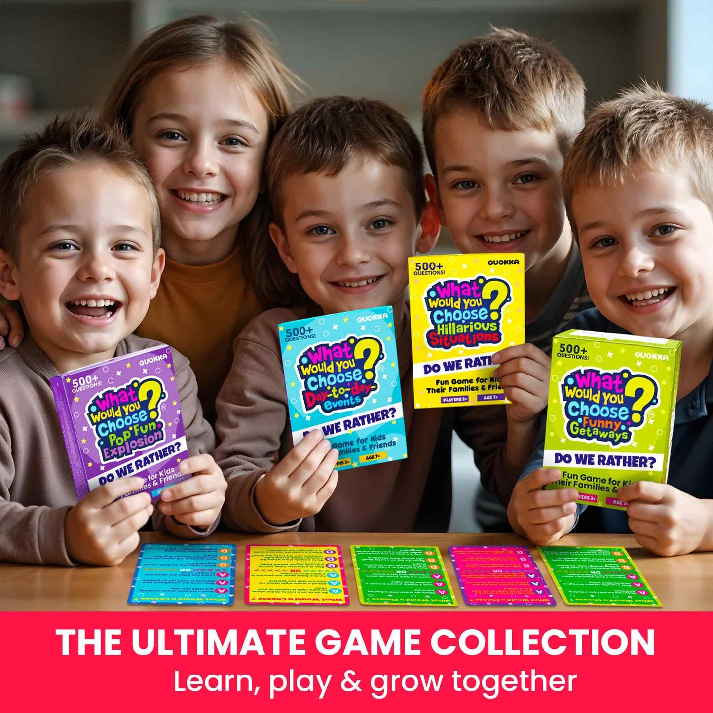 QUOKKA 4-Pack Card Game – 2000+ Hilarious Questions for Family, Parties & Travel