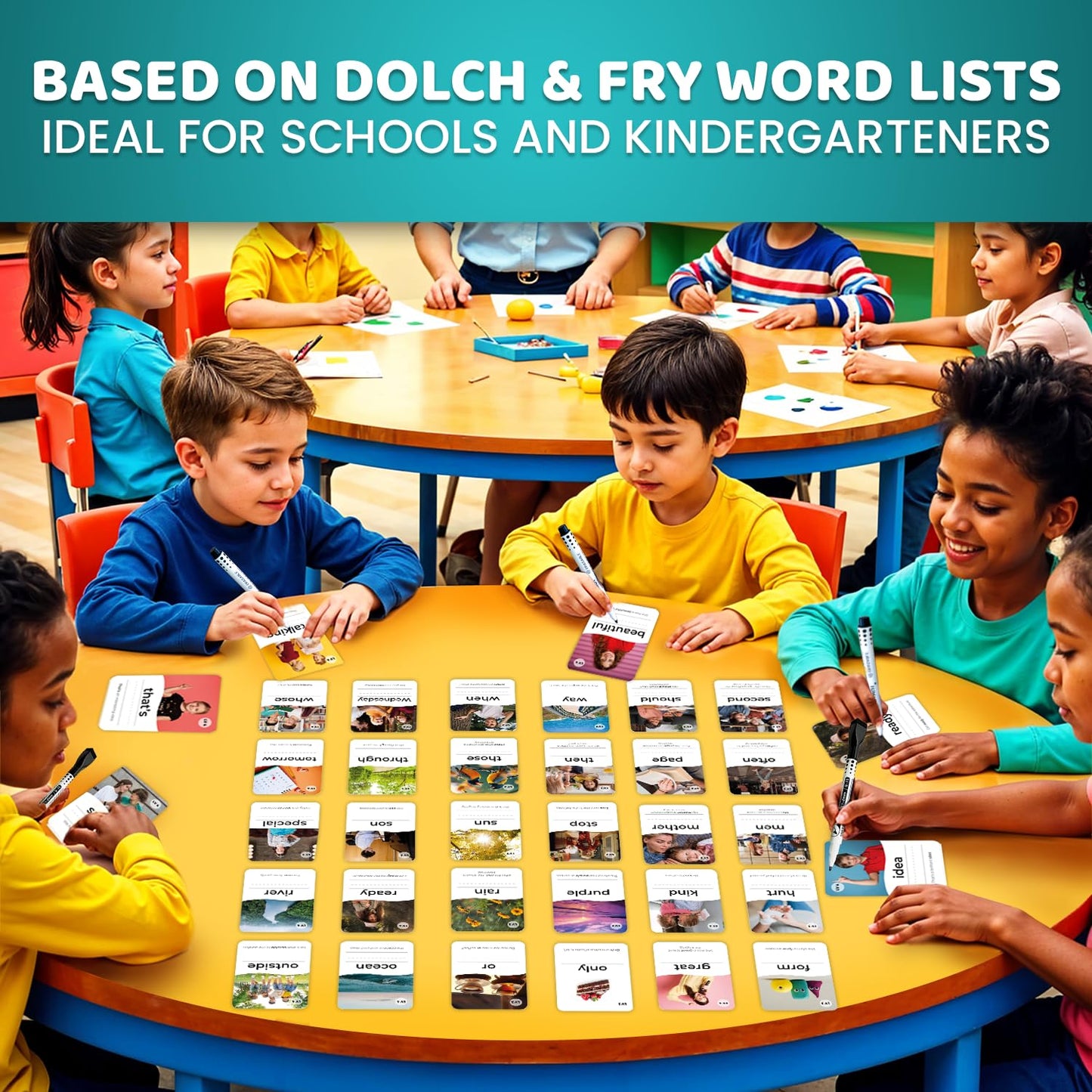 QUOKKA 520 Sight Words Flash Cards – Jumbo Dry Erase, 5 Levels, Bold Font | Dolch & Fry Lists