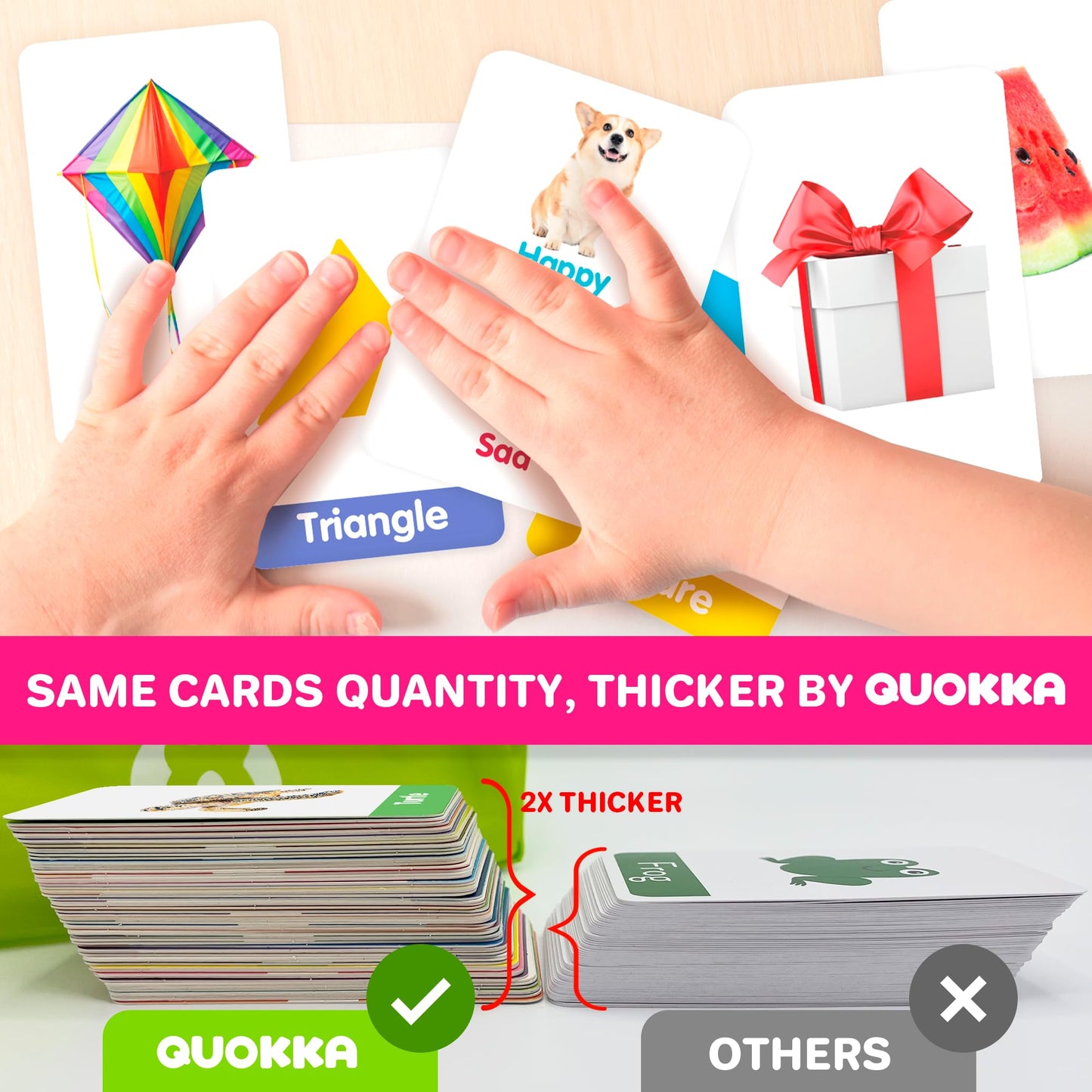 QUOKKA ABC Learning Flash Cards for Toddlers | 60 Realistic Cards – Alphabet, Numbers, Colors, Animals