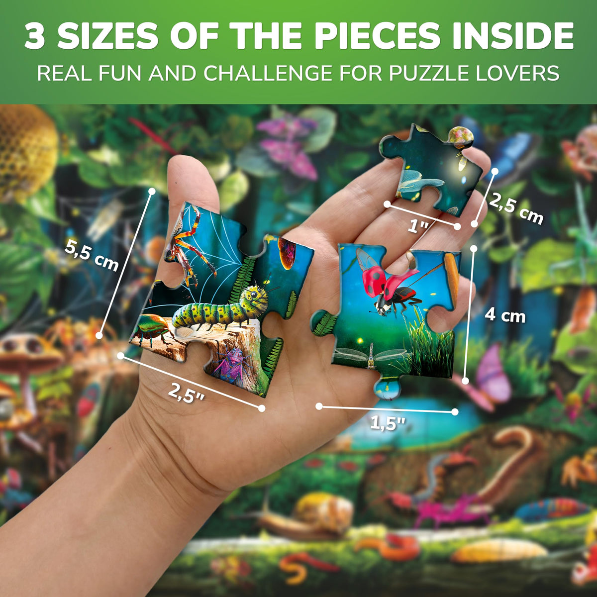 QUOKKA 100 Piece Puzzle for Kids 4-8 – Bugs & Forest Animals Floor Puzzle Set