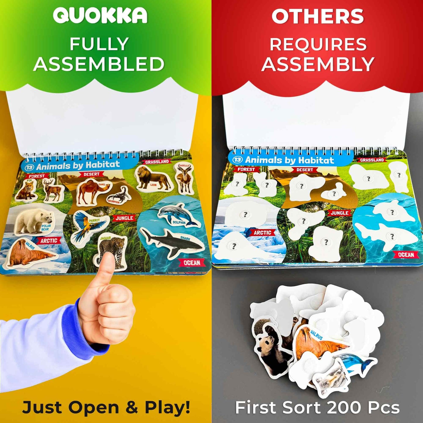 QUOKKA Montessori Busy Book for Ages 4-8 — 15 Wildlife Animal Themes & Pre-K Learning