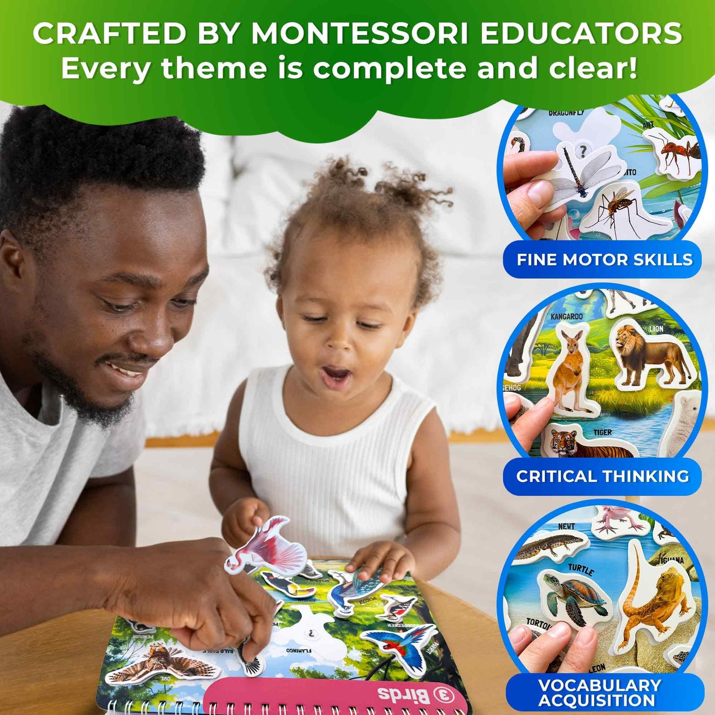 QUOKKA Montessori Busy Book for Ages 4-8 — 15 Wildlife Animal Themes & Pre-K Learning
