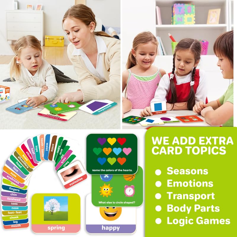 QUOKKA ABC Learning Flash Cards for Toddlers and Preschoolers — 120 Double-Sided Cards for Alphabet, Numbers, Colors & Shapes