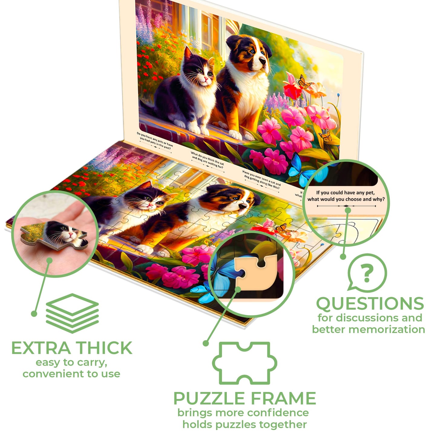 QUOKKA 3 Large-Piece Dementia Puzzles for Seniors – 100-Piece Jigsaws (Riverside, Platform, Animals)