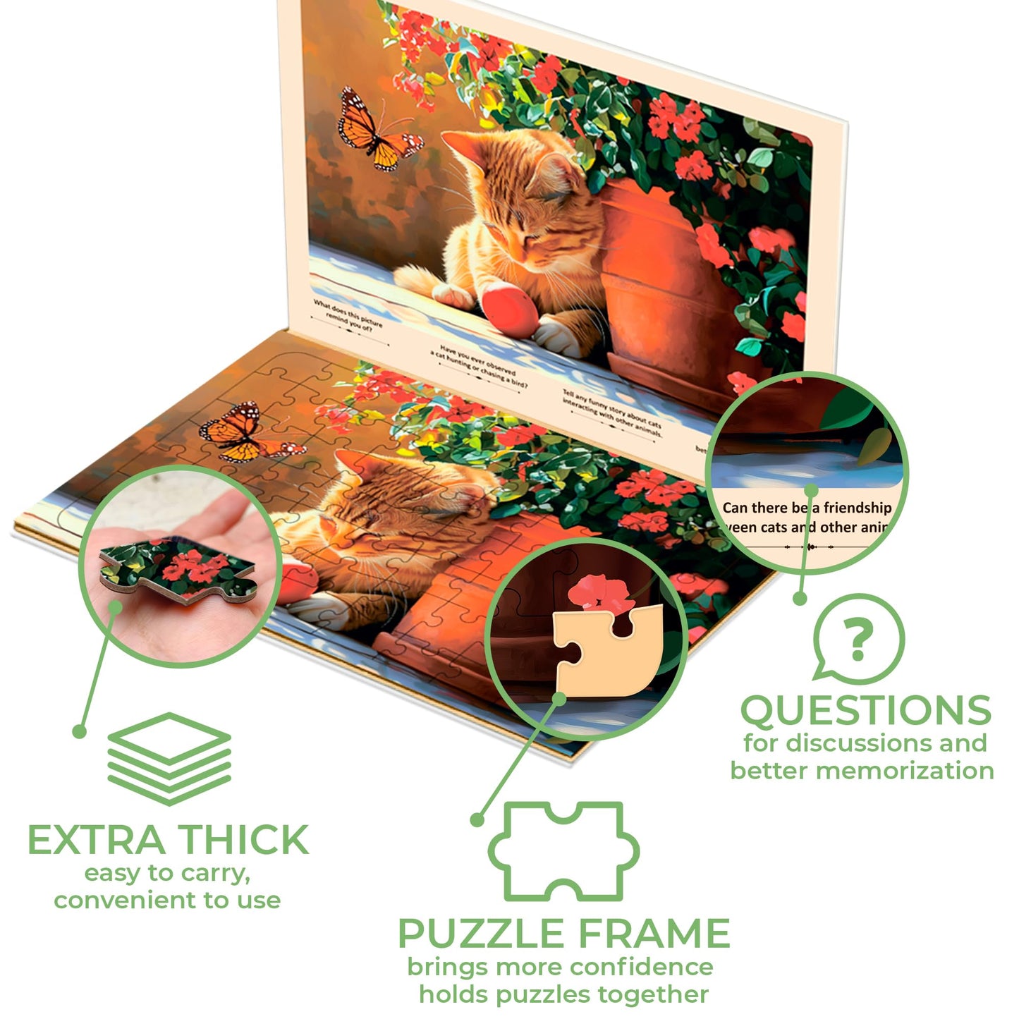 QUOKKA 63-Piece Dementia Puzzles for Adults – 3-Set Large-Piece Jigsaws for Seniors (Cats & Birds)