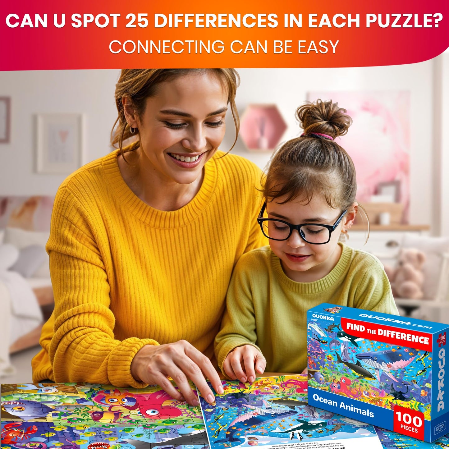 QUOKKA 100-Piece Puzzles for Kids – Ocean Forest Animals (4-Box Set)