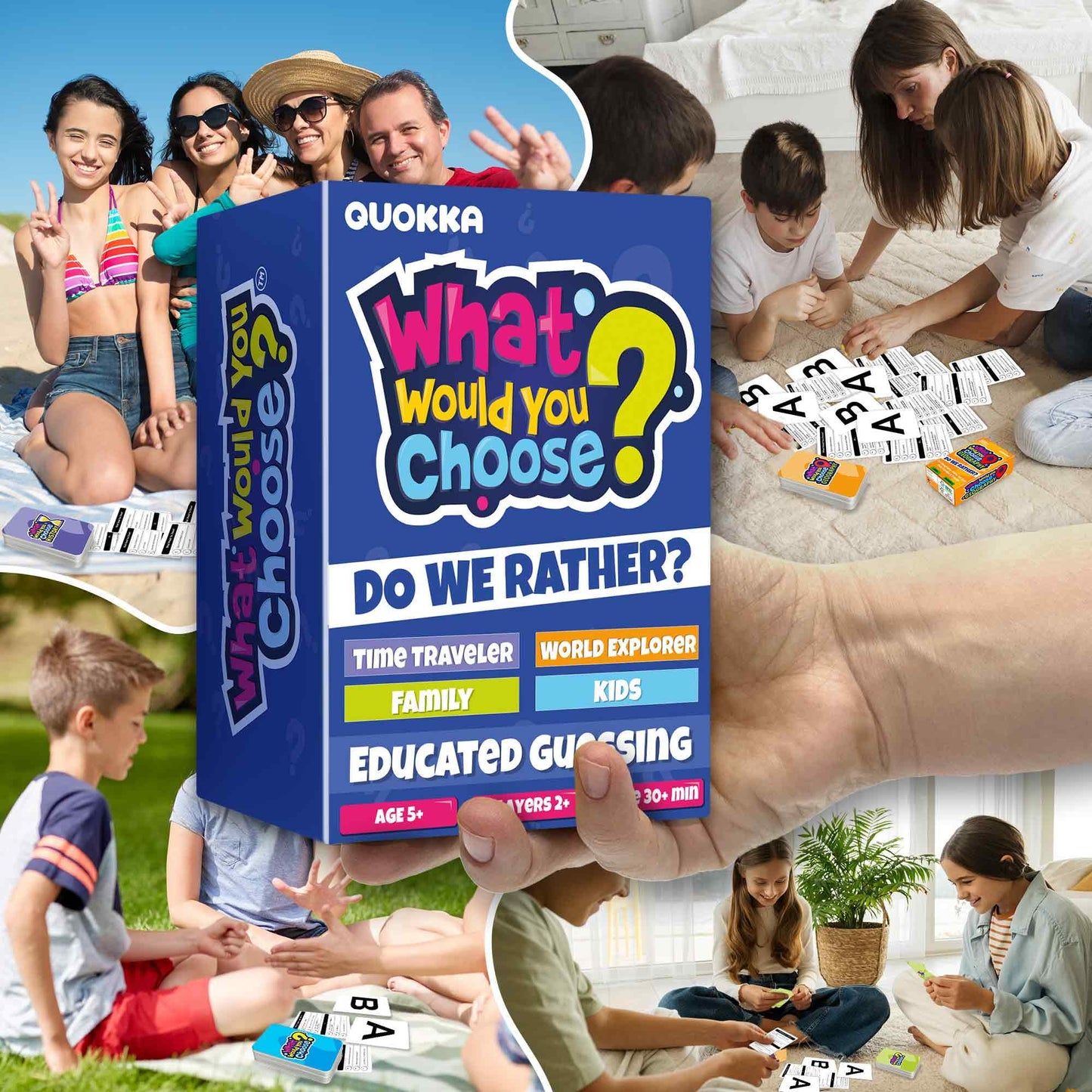 QUOKKA 4-Set What Would You Choose? Family Card Game for Kids 6-12