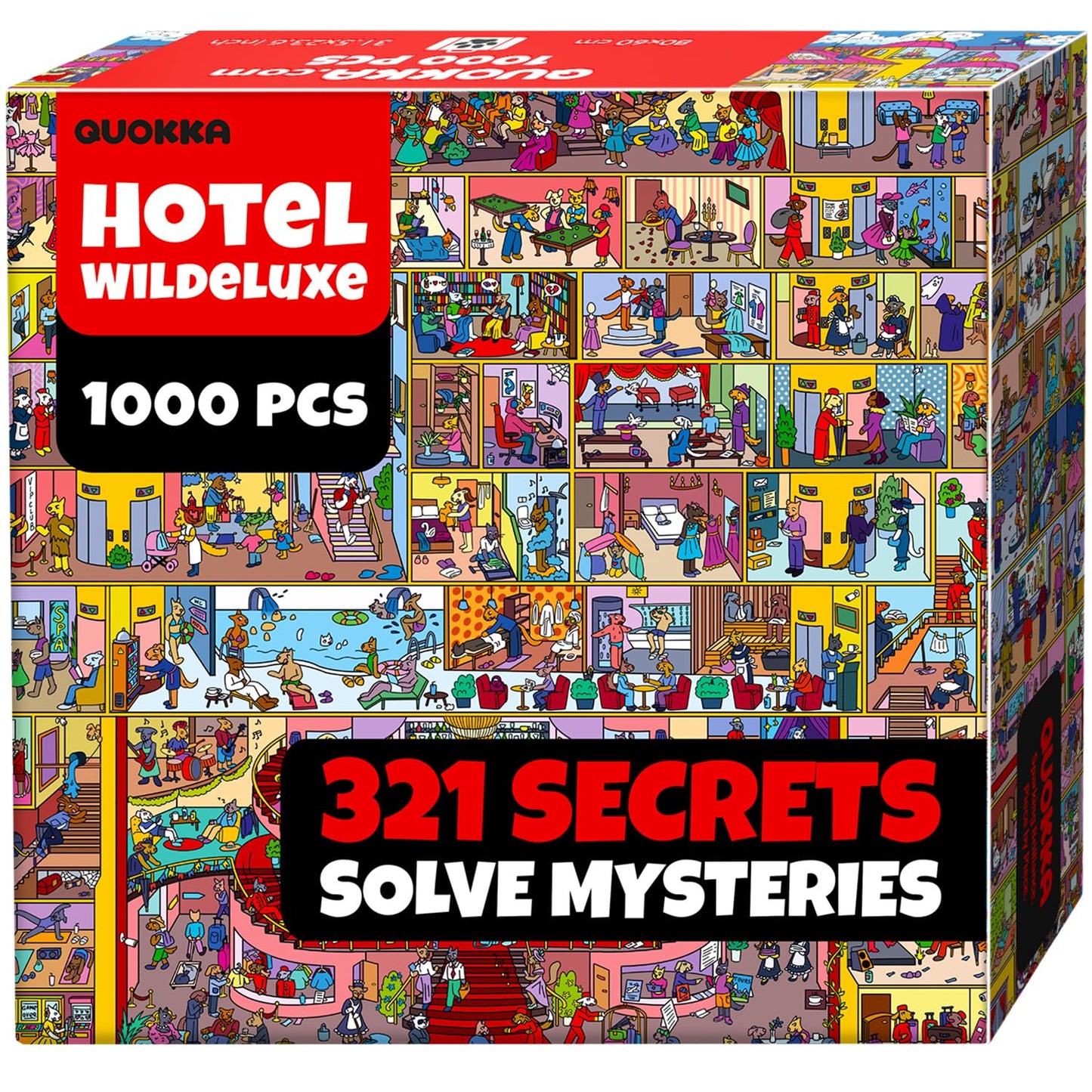 QUOKKA 1000-Piece Puzzle – Hotel Wildeluxe with Hidden Secrets & Audio Story | Focus & Relaxation | FSC Certified