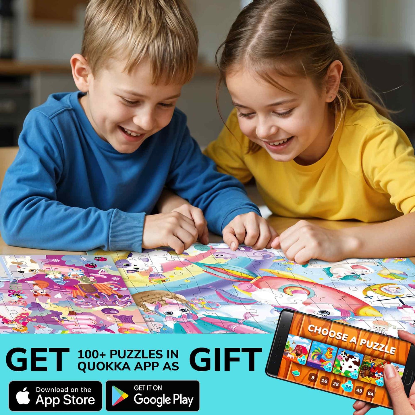 QUOKKA Puzzles for Kids 4-6 — 4x60-Piece Unicorn & Animal Jigsaw Puzzles