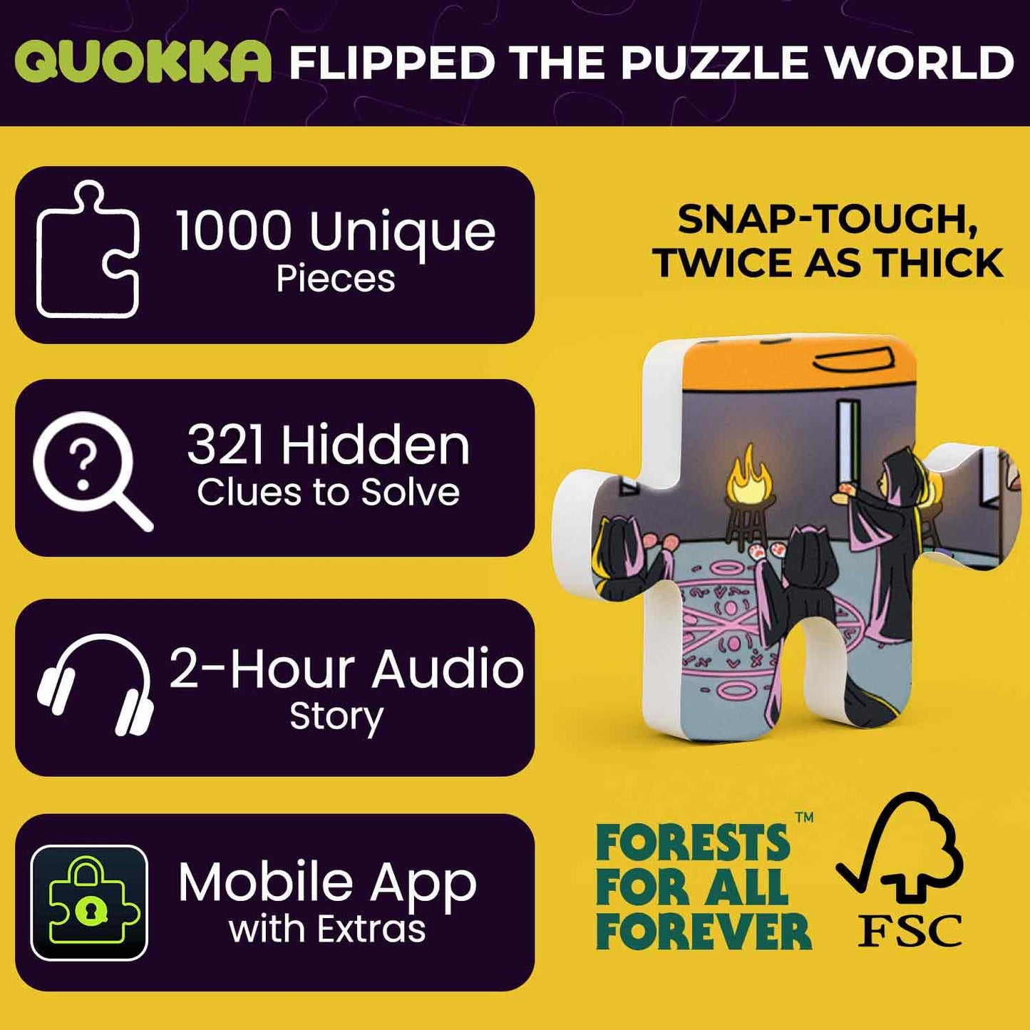 QUOKKA Knightly Cats 1000-Piece Jigsaw Puzzle – Premium Box & Extra Challenge Envelopes