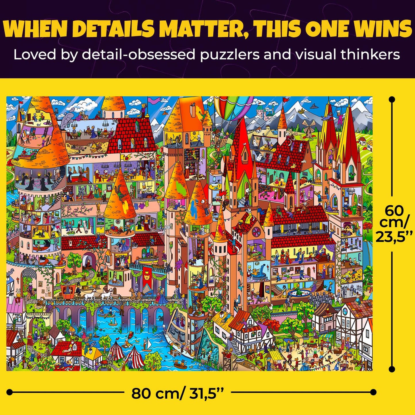 QUOKKA Knightly Cats 1000-Piece Jigsaw Puzzle – Premium Box & Extra Challenge Envelopes