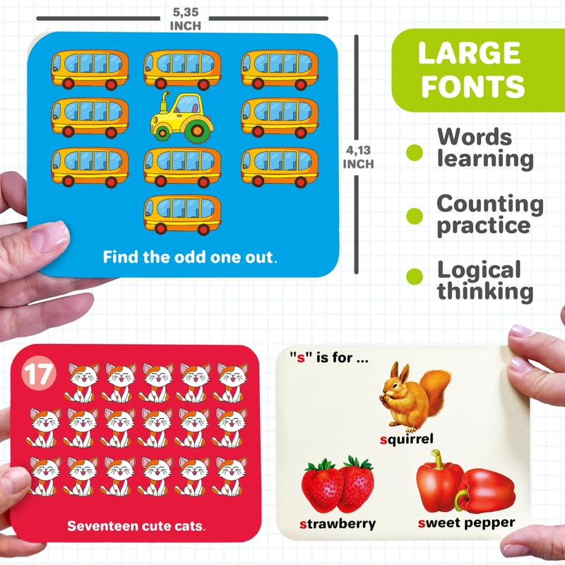 QUOKKA ABC Learning Flash Cards for Toddlers and Preschoolers — 120 Double-Sided Cards for Alphabet, Numbers, Colors & Shapes