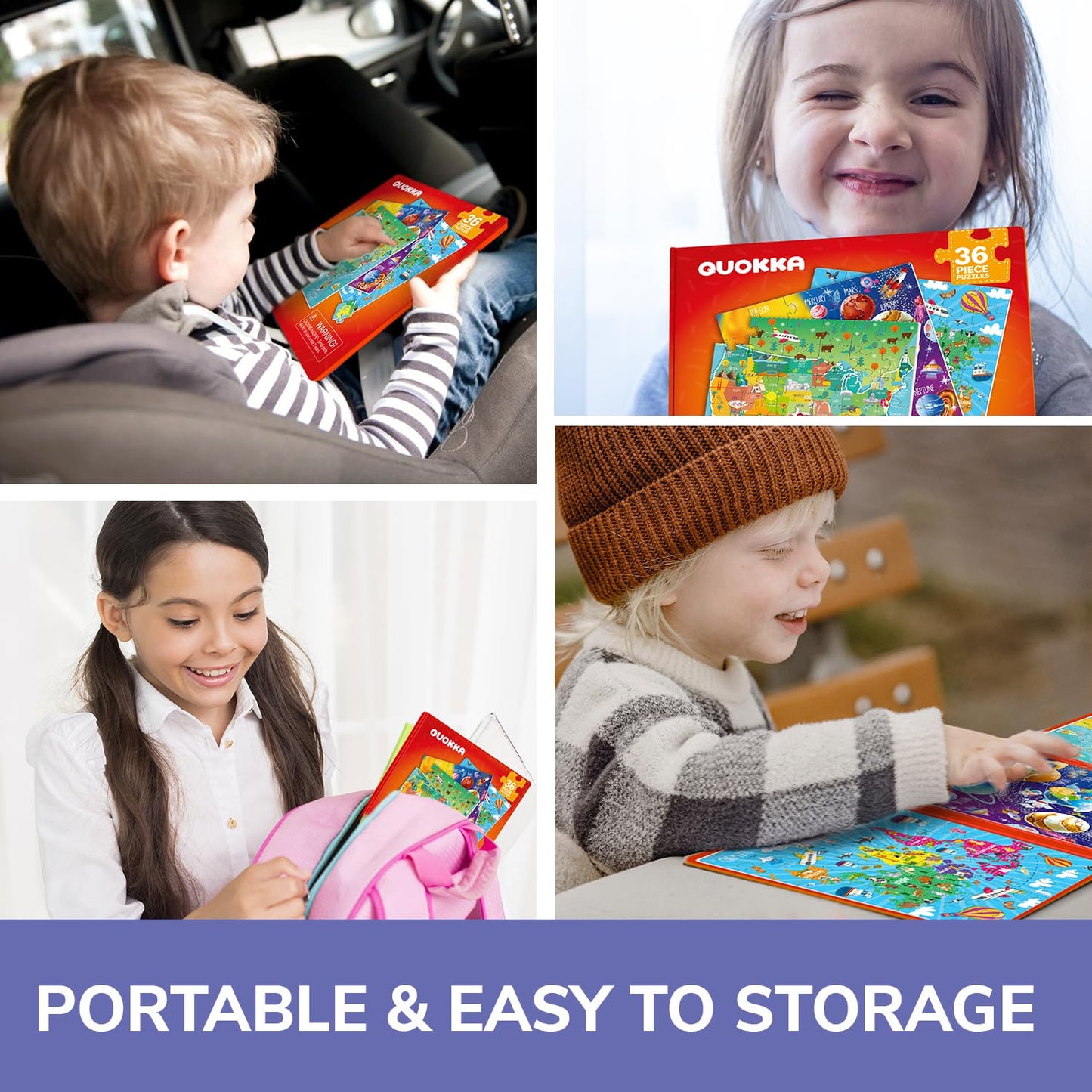QUOKKA Magnetic Puzzles for Kids 4-6 | 36-Piece & 60-Piece Travel Puzzles | USA, World & Space
