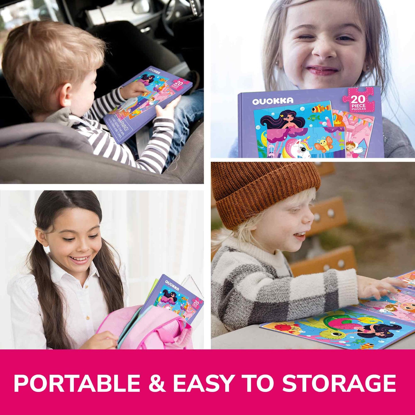 QUOKKA Magnetic Toddler Puzzles – 20-Piece Travel Book for Ages 2-5 (Unicorns, Princesses, Fairies & Mermaids)