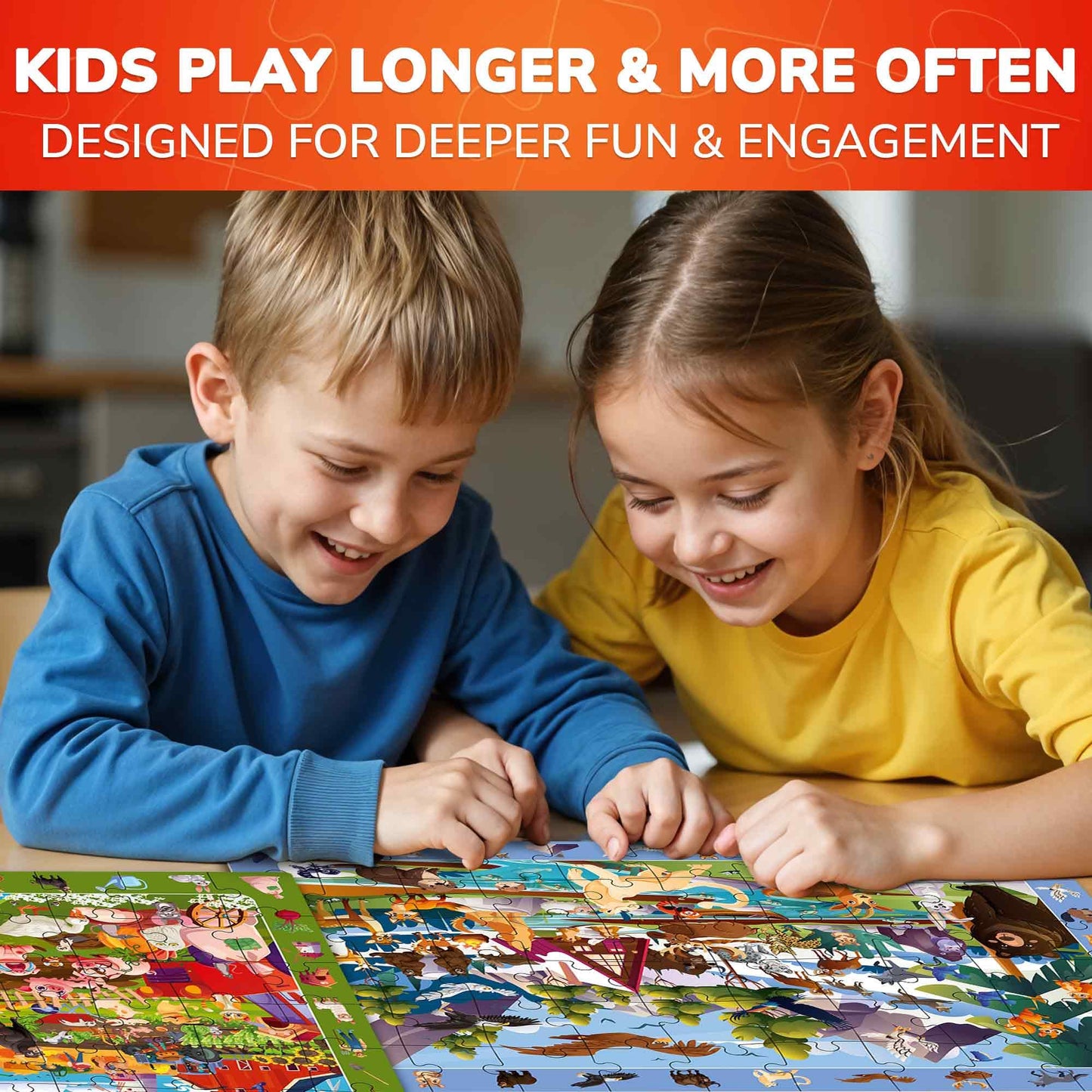 QUOKKA Puzzles for Kids 4-6 — 4-Pack 60-Piece Search & Find Animals Jigsaws | Eco-Friendly Learning Toys