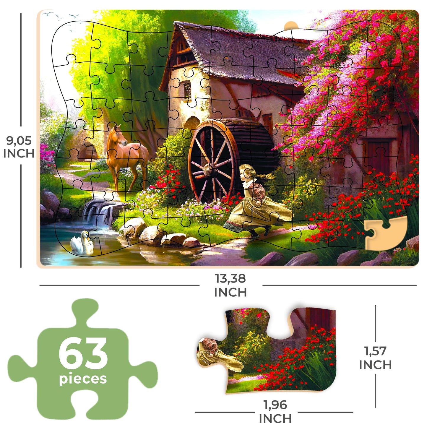 QUOKKA 63-Piece Dementia Puzzles for Adults – 3 Large-Piece Sets (Riverside, Platform, Animals)