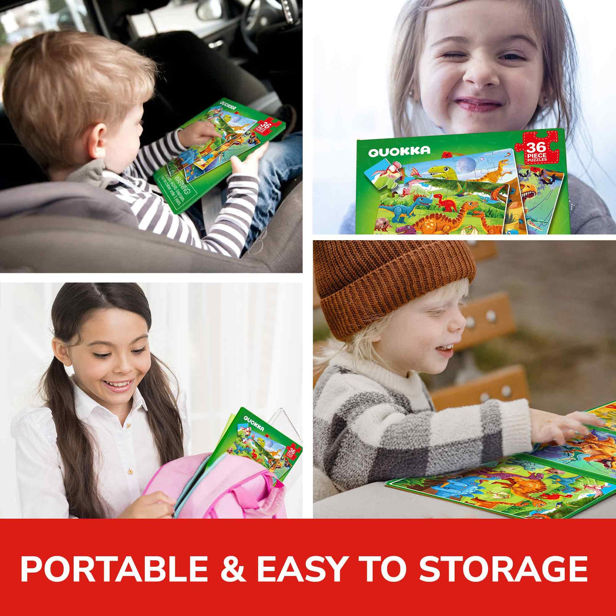 QUOKKA Travel Magnetic Puzzles for Toddlers – Dino Game with 30+ Magnets