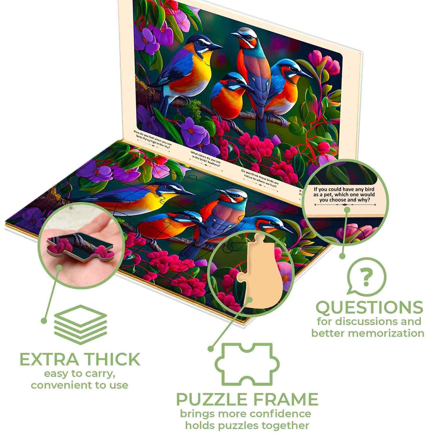 QUOKKA 13-Piece Dementia Puzzles for Adults — Large Piece Activities for Seniors (Cat, Dog & Birds)