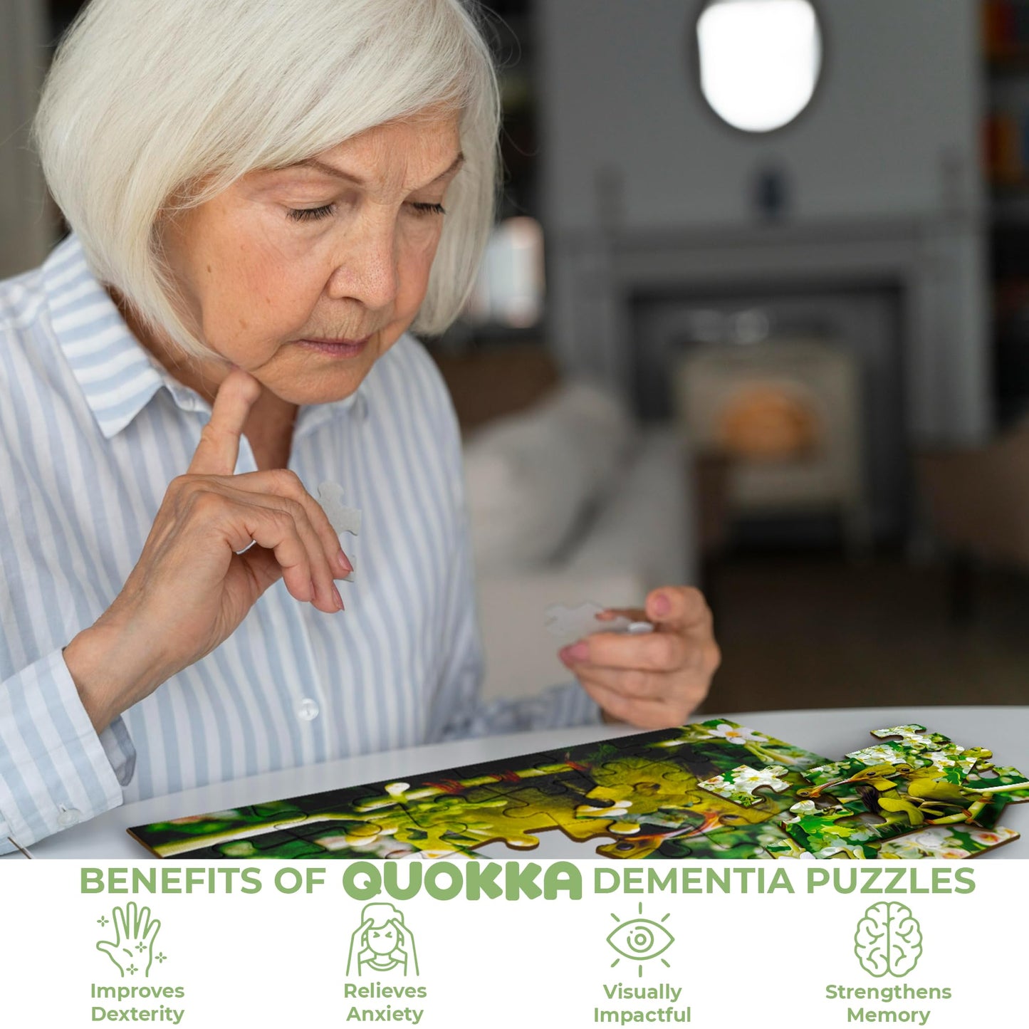 QUOKKA 63-Piece Dementia Puzzles for Adults – 3-Set Large-Piece Jigsaws for Seniors (Cats & Birds)