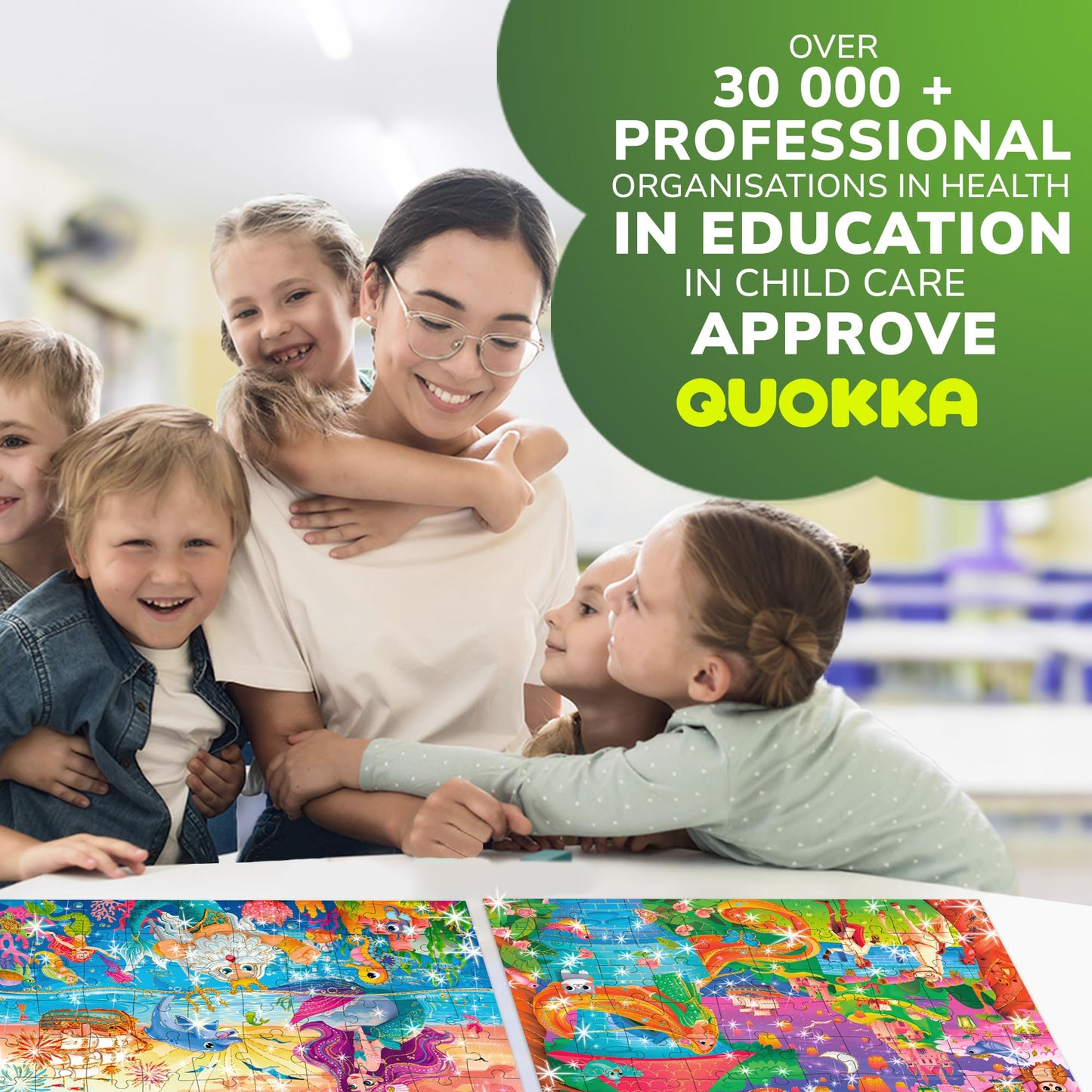 QUOKKA Puzzles for Kids Aged 4-6 — 4-Pack 60-Piece Fairy Tale Puzzles (FSC Certified)