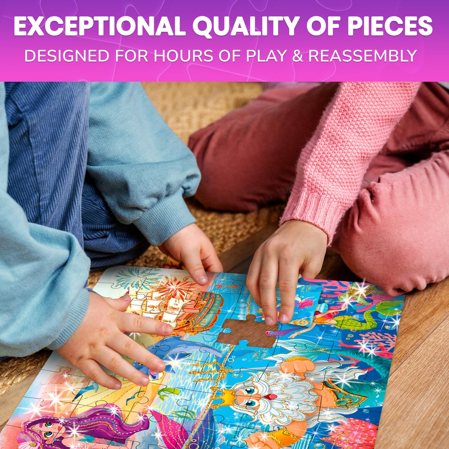 QUOKKA Puzzles for Kids Aged 4-6 — 4-Pack 60-Piece Fairy Tale Puzzles (FSC Certified)
