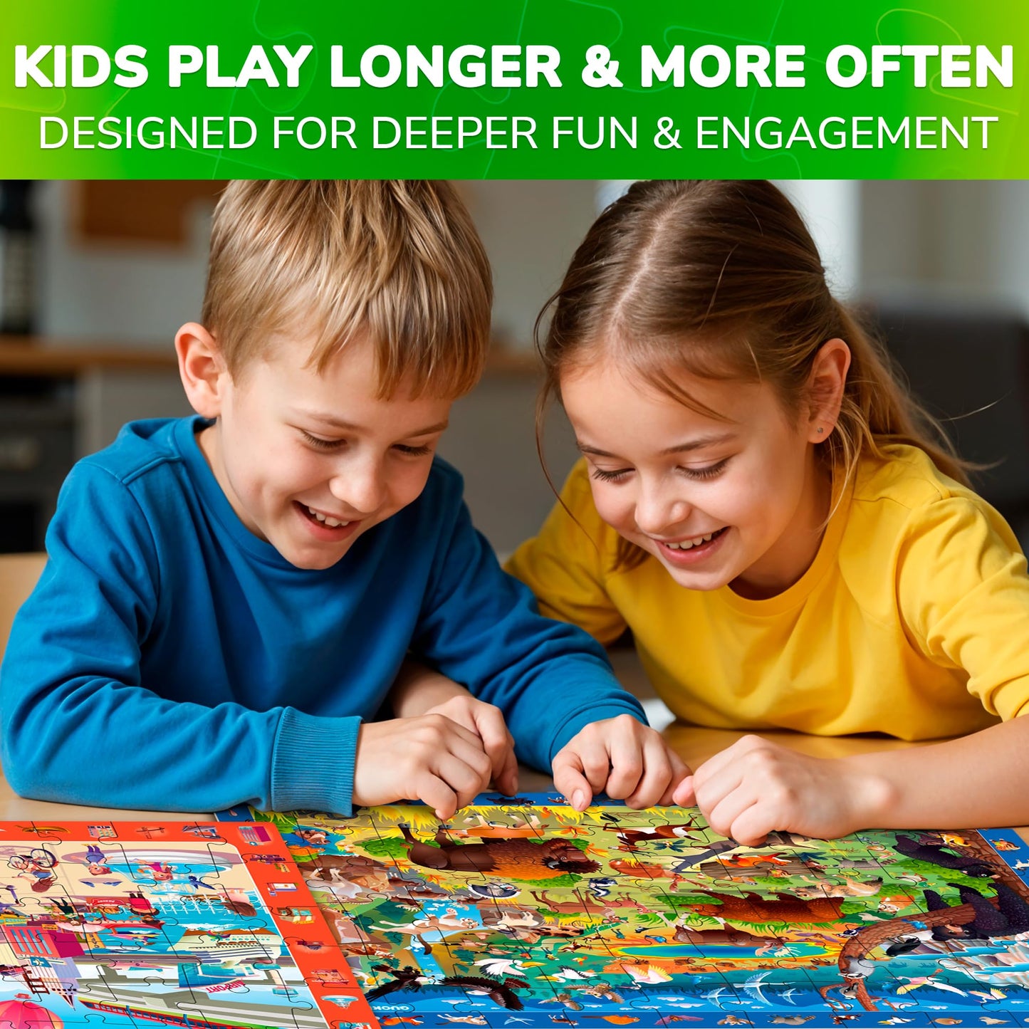 QUOKKA Puzzles for Kids 4-6 — 4 x 60-Piece Learning Puzzles (Forest, Polar, Parks & City Life)