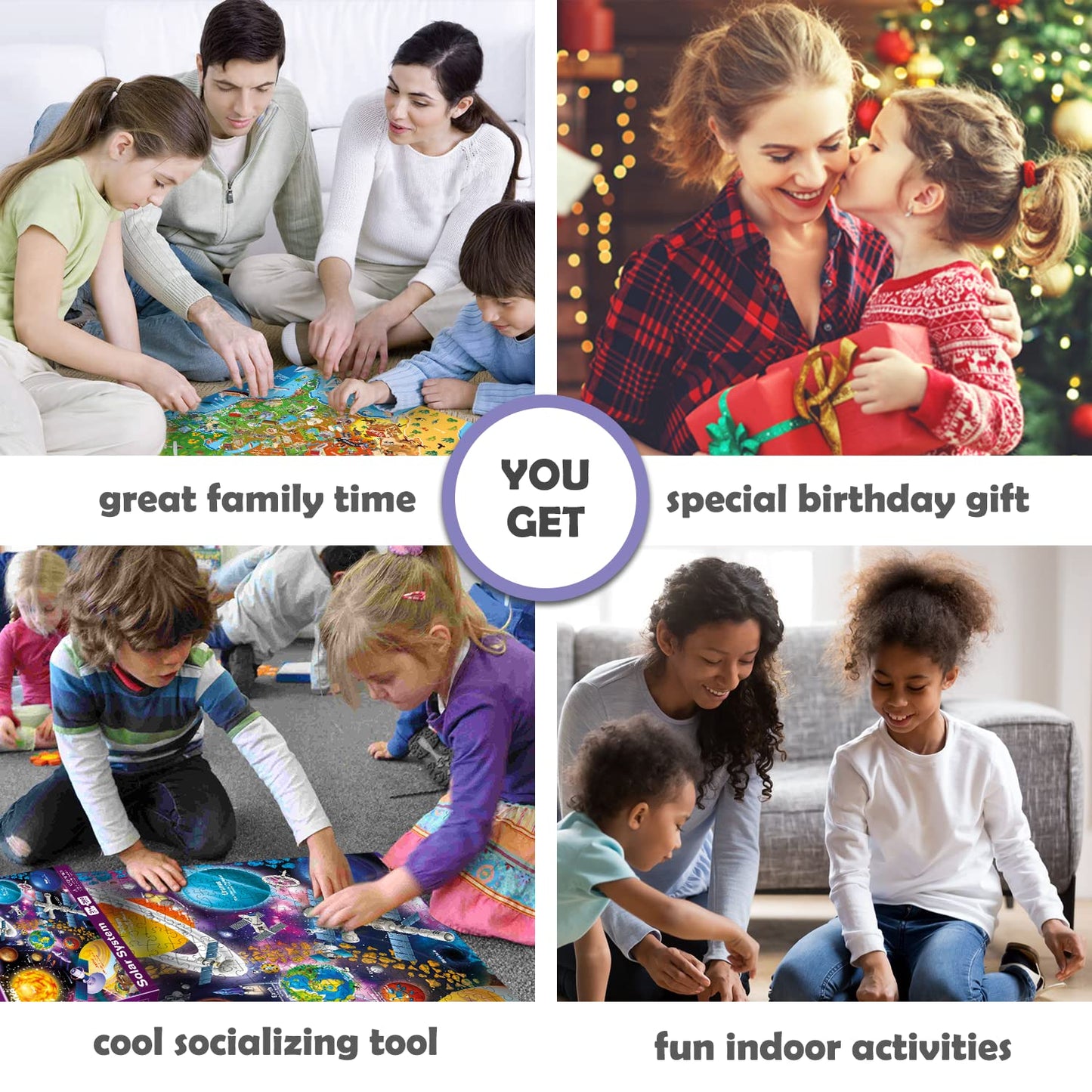 QUOKKA Puzzles for Kids 4-12 | 3-Pack 300-Piece USA Map, World Map & Solar System Puzzles