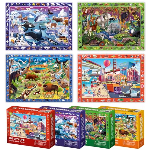 QUOKKA Puzzles for Kids 4-6 — 4 x 60-Piece Learning Puzzles (Forest, Polar, Parks & City Life)