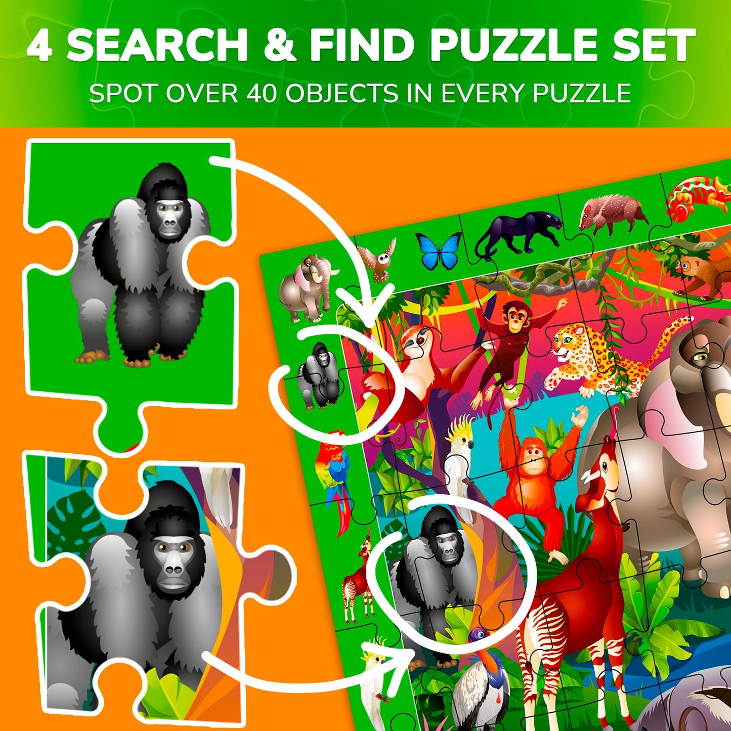 QUOKKA Puzzles for Kids 4-6 — 4 x 60-Piece Learning Puzzles (Forest, Polar, Parks & City Life)