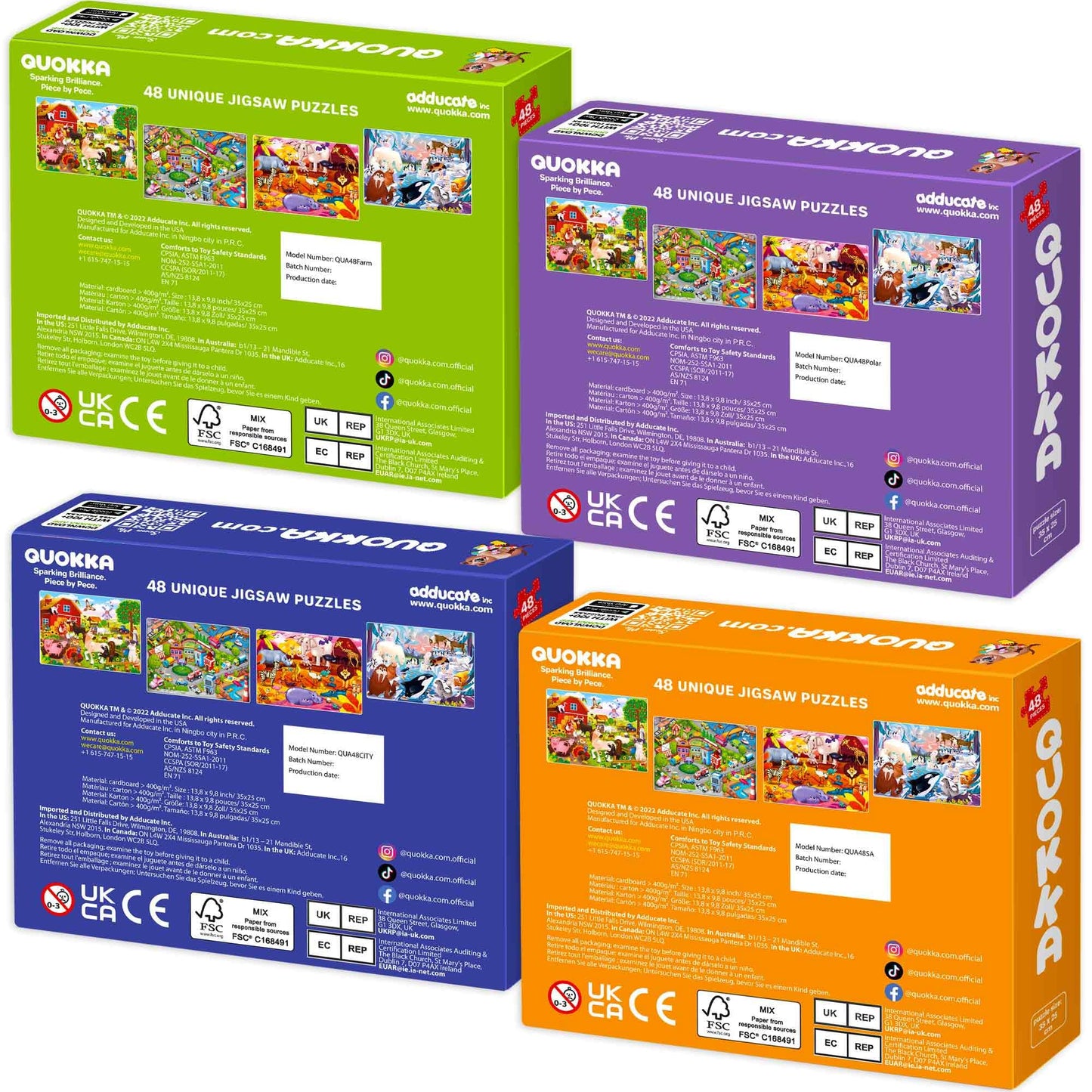 QUOKKA Puzzles for Kids Ages 3-5 | 4 x 48-Piece Jigsaw Puzzles by QUOKKA