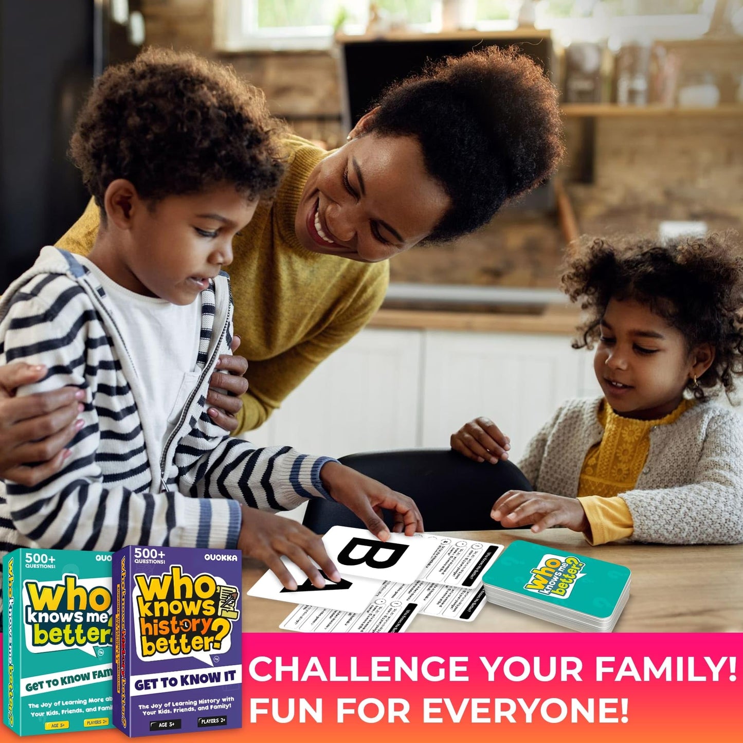 QUOKKA 4-in-1 Family Card Trivia Game | Who Knows Better? | Educational Fun for All Ages