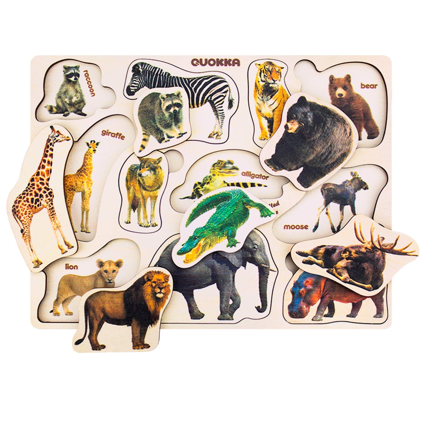 QUOKKA Wooden Puzzles for Toddlers 1-3 - 3xSET Montessori Animal Puzzles