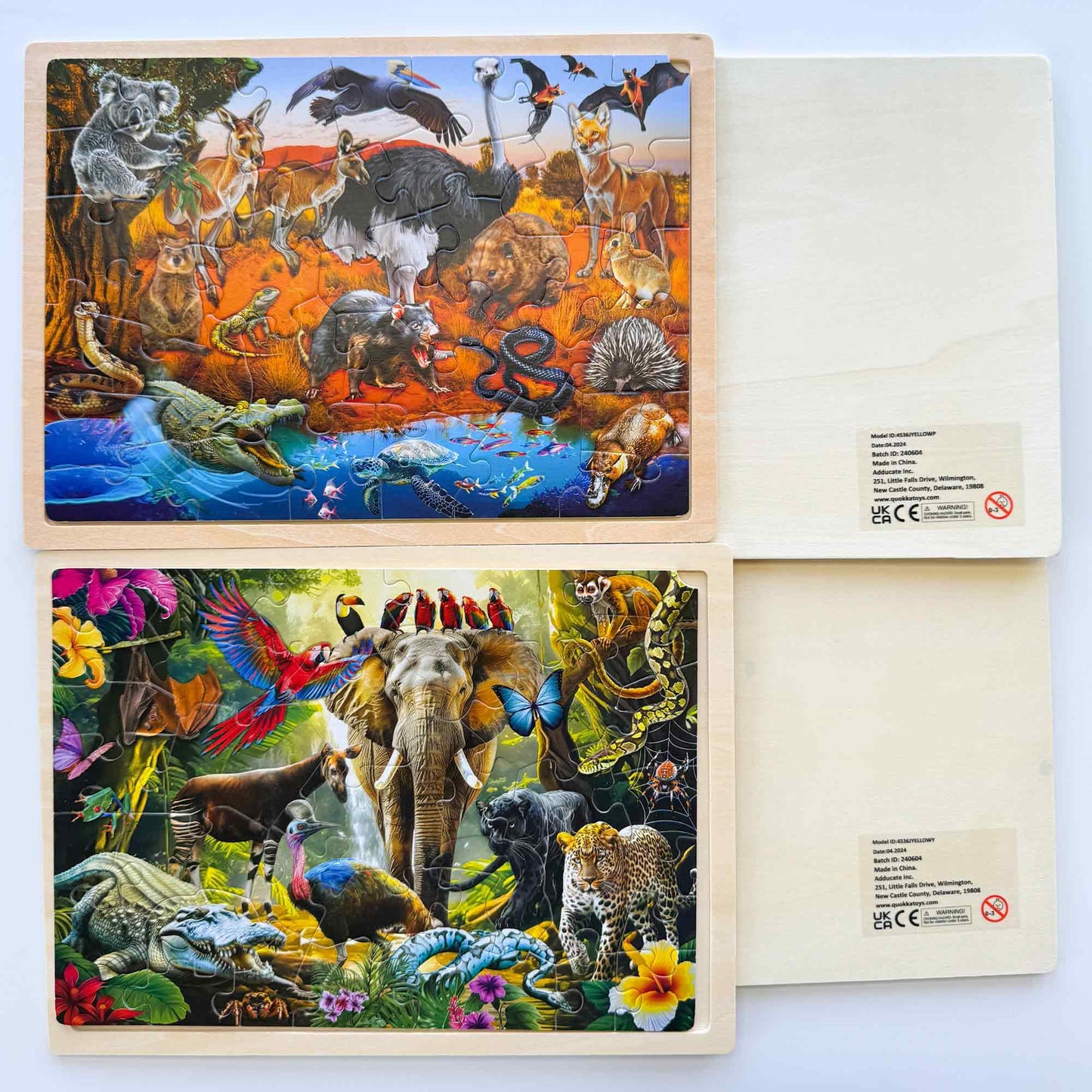 QUOKKA 4-Set Puzzles – 36-Piece Wooden Montessori Animal Puzzles for Ages 3-8