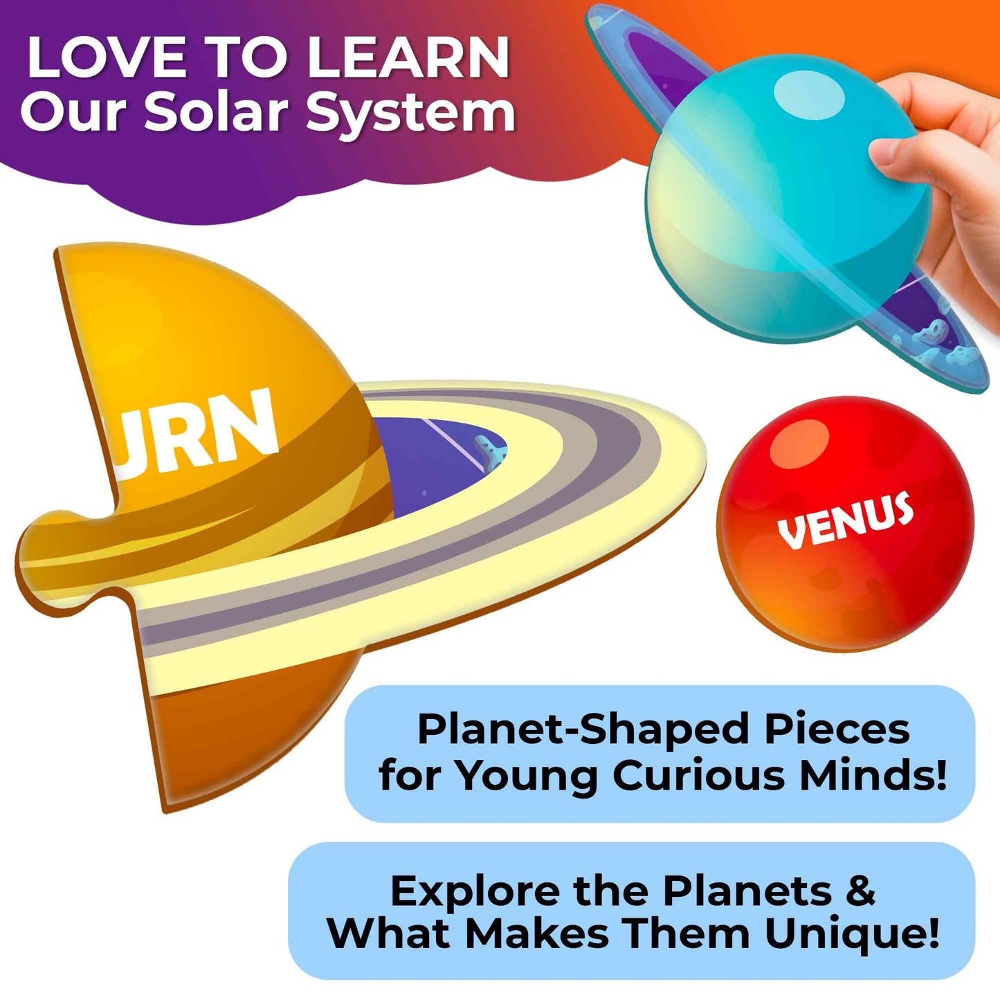 QUOKKA Solar System Puzzles for Kids 4-6 – 70 Pieces, 50 Flashcards & Planet-Shaped Jigsaw