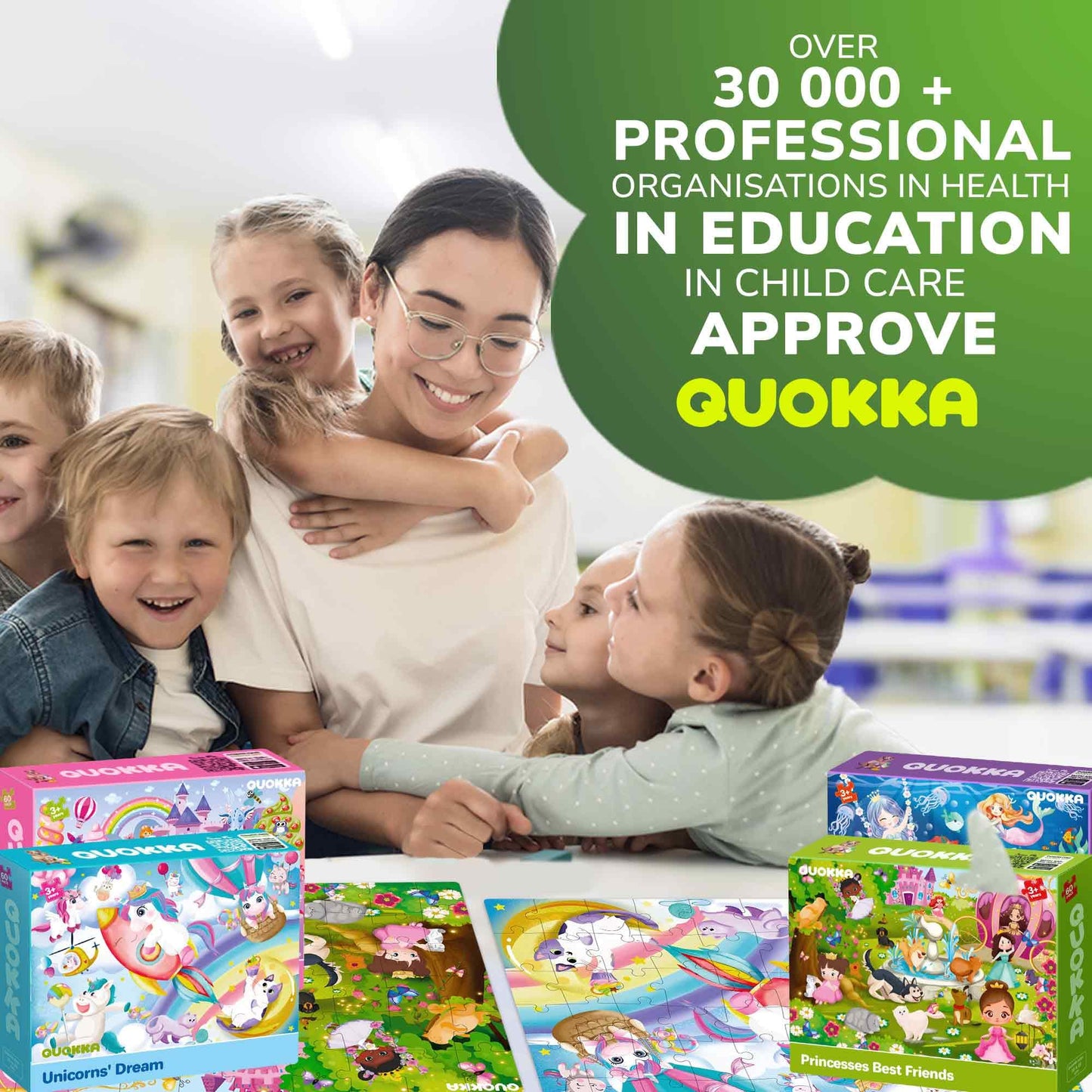 QUOKKA Puzzles for Kids 4-6 — 4x60-Piece Unicorn & Animal Jigsaw Puzzles