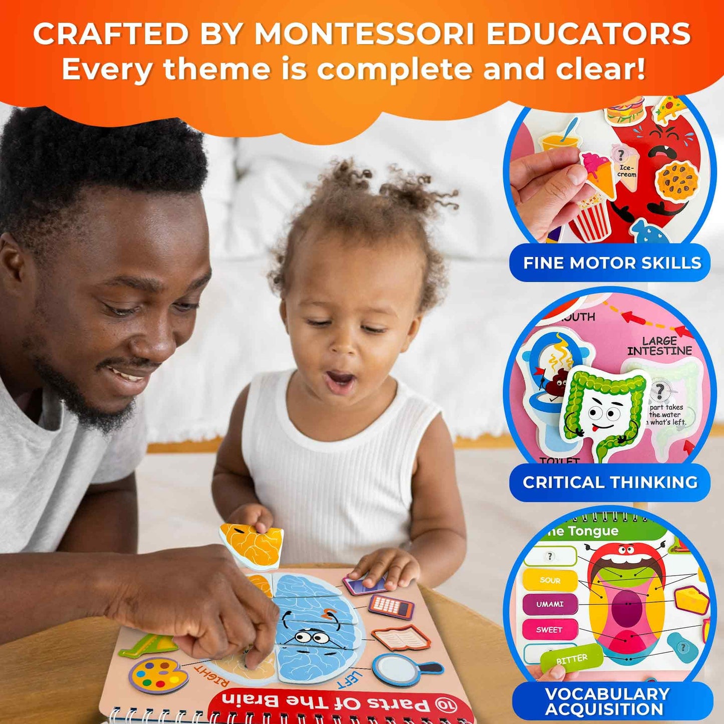 QUOKKA Human Body Busy Book for Kids 4-8 — Fully Assembled Montessori Anatomy Activities